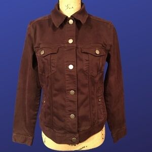 LIVERPOOL LOS ANGELES Classic Denim Jean Jacket, MAROON/AUBERGINE, Size S, NWOT